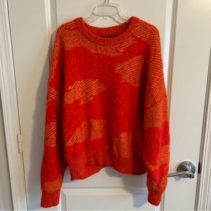 Red & yellow-orange fuzzy sweater
